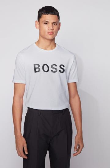Koszulki BOSS Logo Białe Męskie (Pl75118)